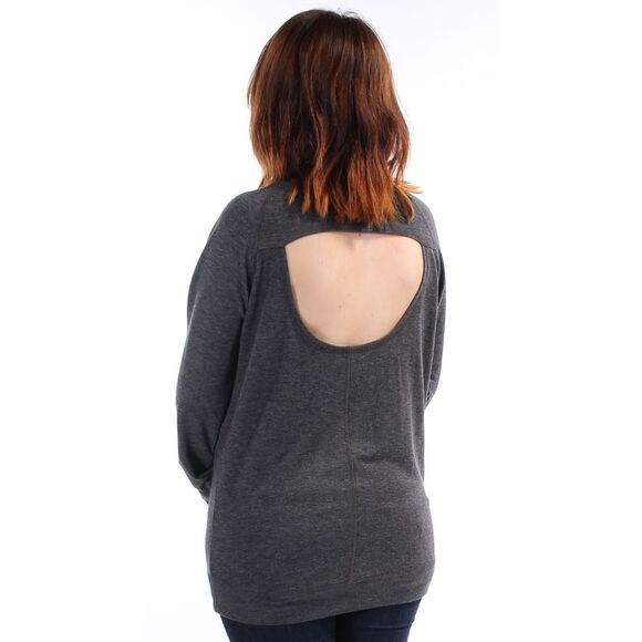 IDEOLOGY Womens Gray Thumb Holes Gymaholic Long Sleeve Jewel Neck Top S - Picture 3 of 4